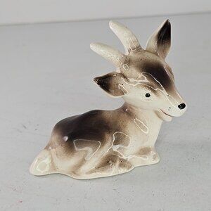 Vintage Ceramic Goat Figurine Lying Down Japan